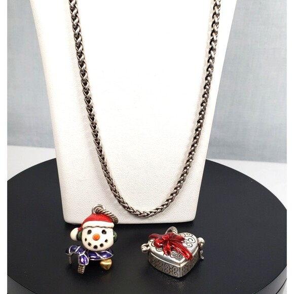 Brighton 20" Necklace Silver Heart Shape/Enamal Snowman Pendant Limited Edition - Picture 5 of 16